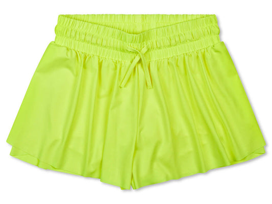 Neon Yellow Butterfly Shorts (Youth Large (14))