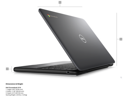 NEW Dell 3110 Chromebook Laptop Intel N4500 4GB RAM 32GB Flash Storage Chrome OS (AUE Jun 2031) - Coretek Computers