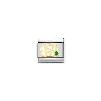 Nomination Classic 18K Gold White Camellia Charm
