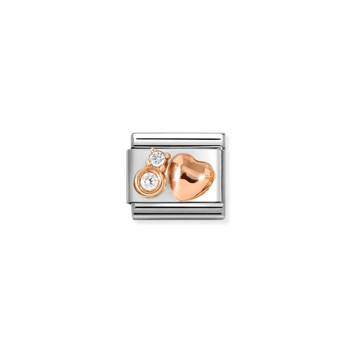 Nomination Classic 9K Rose Gold Charm CZ White Rounded Heart