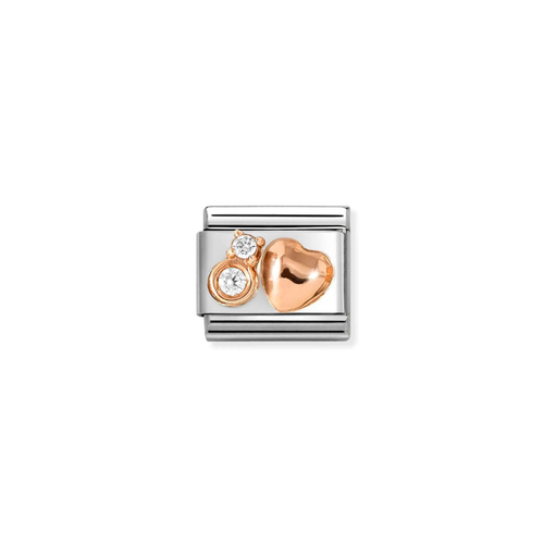 Nomination Classic 9K Rose Gold Charm CZ White Rounded Heart