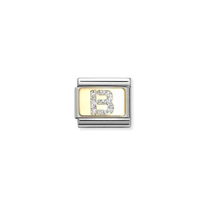 Nomination Classic Gold Charm - Glitter Letter B