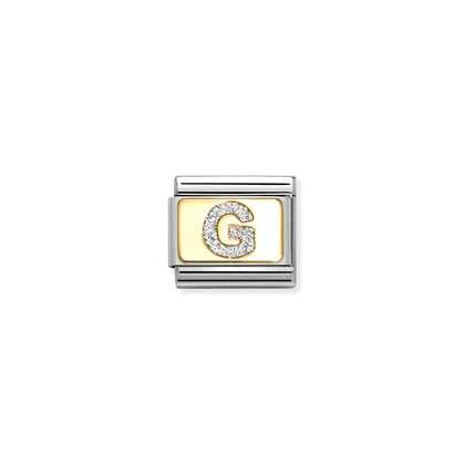 Nomination Classic Gold Charm - Glitter Letter G