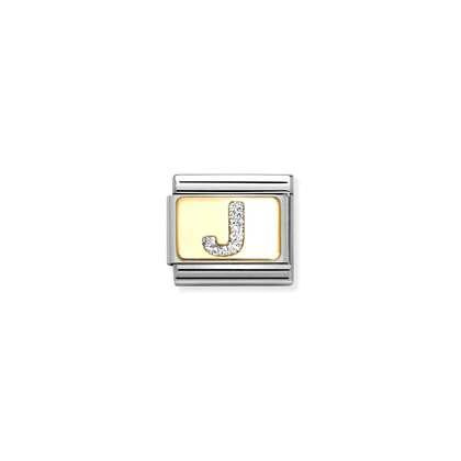 Nomination Classic Gold Charm - Glitter Letter J