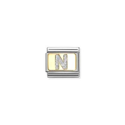 Nomination Classic Gold Charm - Glitter Letter N