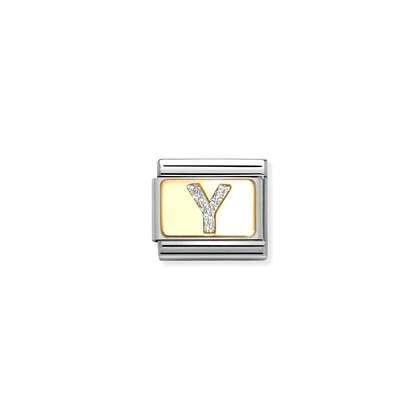 Nomination Classic Gold Charm - Glitter Letter Y