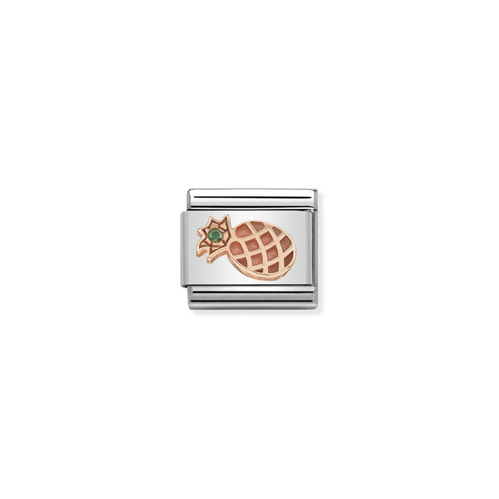 Nomination Classic Link 9K Rose Gold and Cubic Zirconia Pineapple Charm
