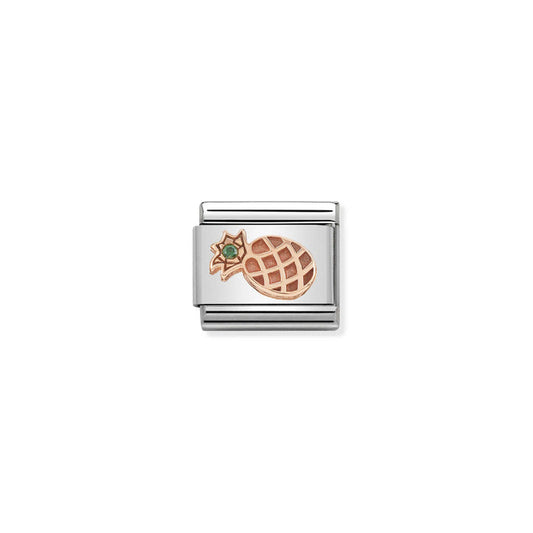 Nomination Classic Link 9K Rose Gold and Cubic Zirconia Pineapple Charm
