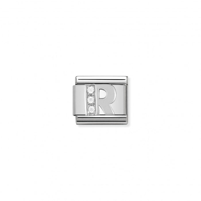 Nomination Classic Link Alphabet Silver and Cubic Zirconia Letter R Charm