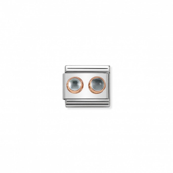 Nomination Classic Link Double Stones 9K Rose Gold and Blue Topaz