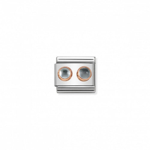Nomination Classic Link Double Stones 9K Rose Gold and Blue Topaz