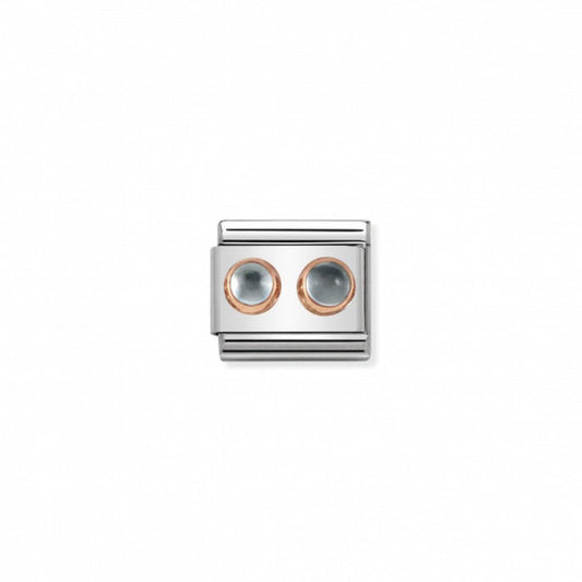 Nomination Classic Link Double Stones 9K Rose Gold and Blue Topaz