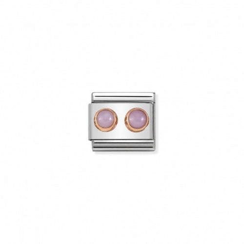 Nomination Classic Link Double Stones 9K Rose Gold and Pink Opal