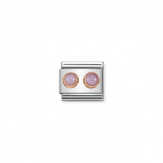 Nomination Classic Link Double Stones 9K Rose Gold and Pink Opal