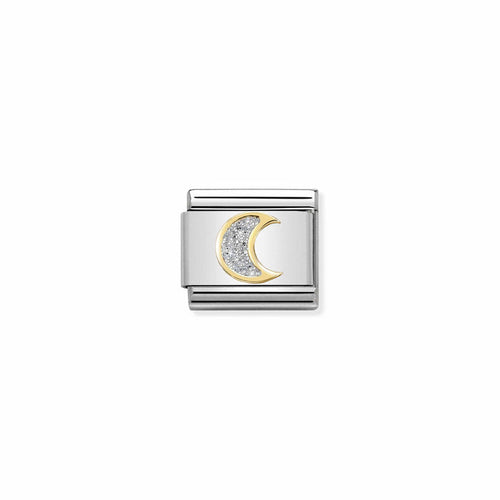 Nomination Classic Link Glitter Gold Charm - Silver Moon