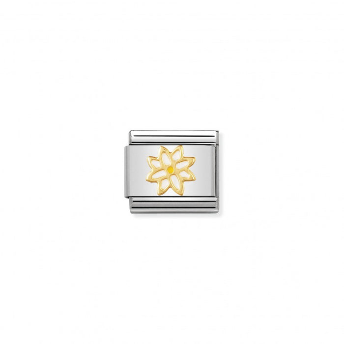 Nomination Classic Link Gold and Enamel Edelweiss Charm