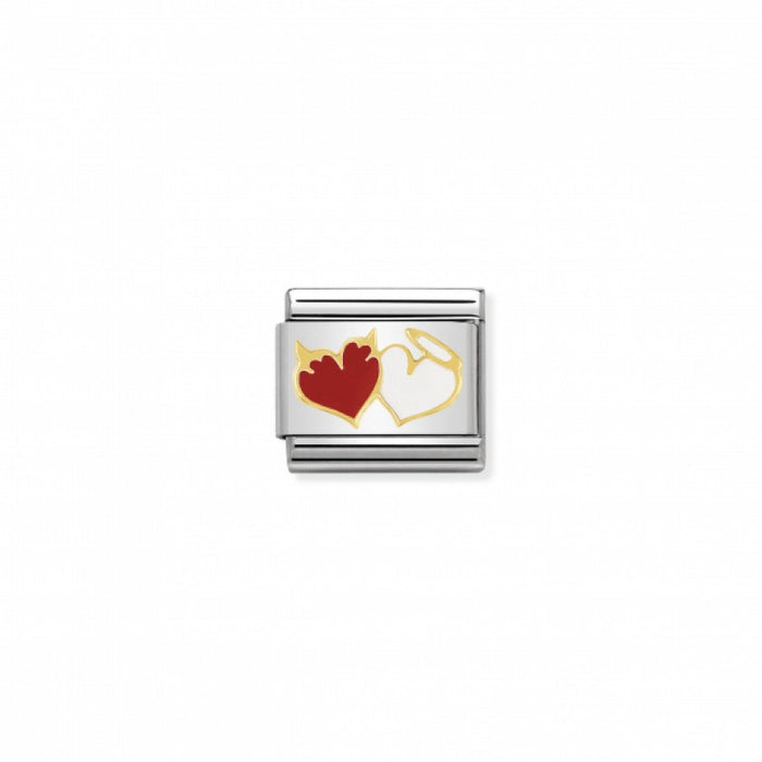 Nomination Classic Link Gold and Enamel Heart Angels and Devils Charm
