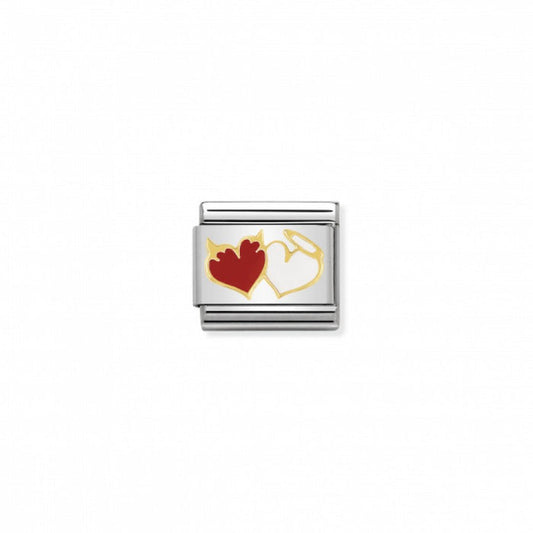 Nomination Classic Link Gold and Enamel Heart Angels and Devils Charm