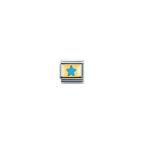 Nomination Classic Link Gold and Enamel Light Blue Star Charm