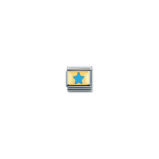 Nomination Classic Link Gold and Enamel Light Blue Star Charm