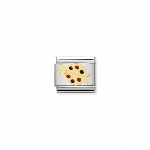 Nomination Classic Link Gold Black and Red Ladybird Charm