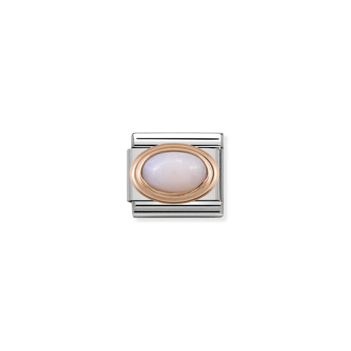 Nomination Classic Link Oval Hard Stones 9K Rose Gold Pink Opal