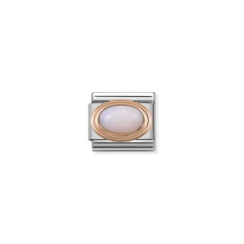 Nomination Classic Link Oval Hard Stones 9K Rose Gold Pink Opal