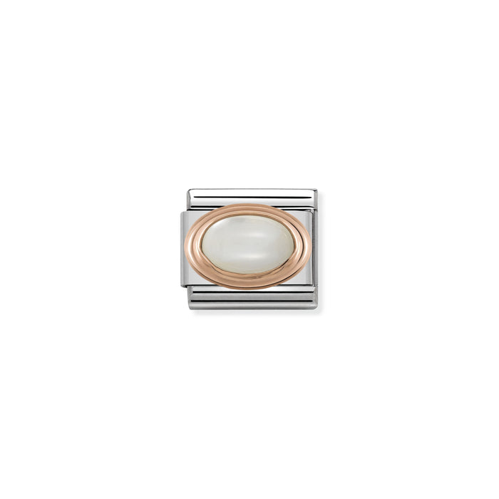 Nomination Classic Link Oval Hard Stones 9K Rose Gold White Mother of Pearl