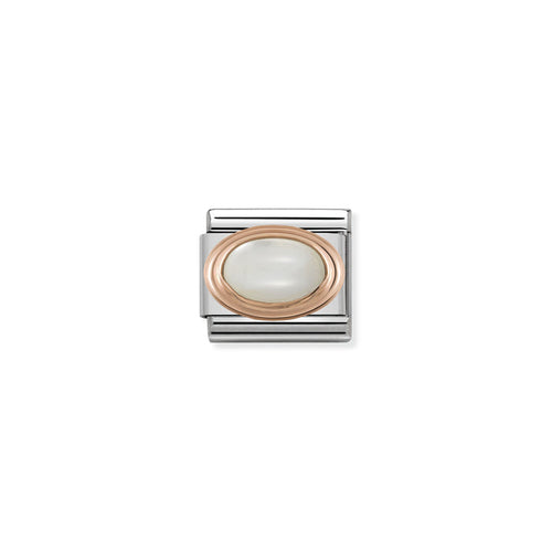 Nomination Classic Link Oval Hard Stones 9K Rose Gold White Mother of Pearl