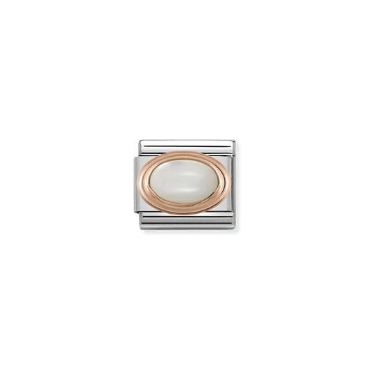 Nomination Classic Link Oval Hard Stones 9K Rose Gold White Mother of Pearl