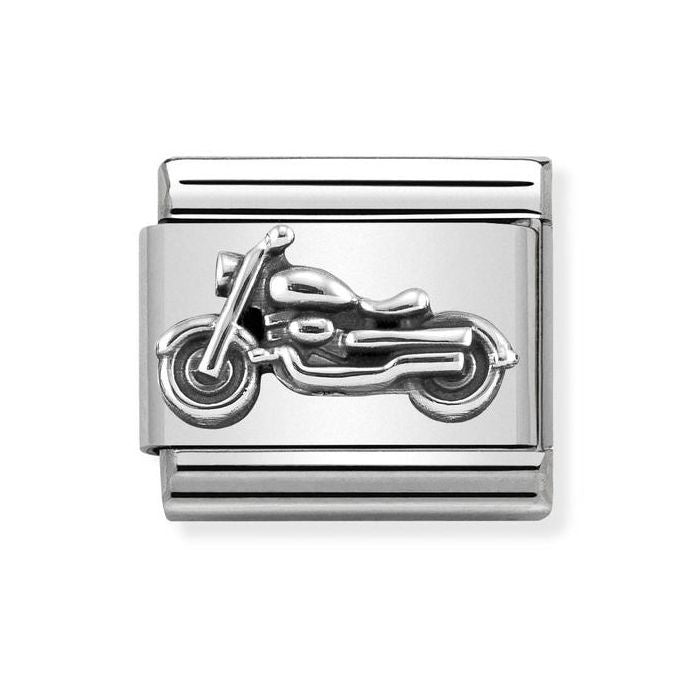 Nomination Classic Link Oxidized Symbols Silver Vintage Bike Motorbike Charm
