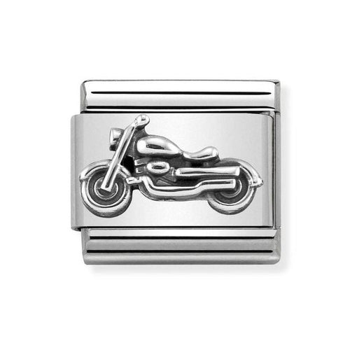Nomination Classic Link Oxidized Symbols Silver Vintage Bike Motorbike Charm