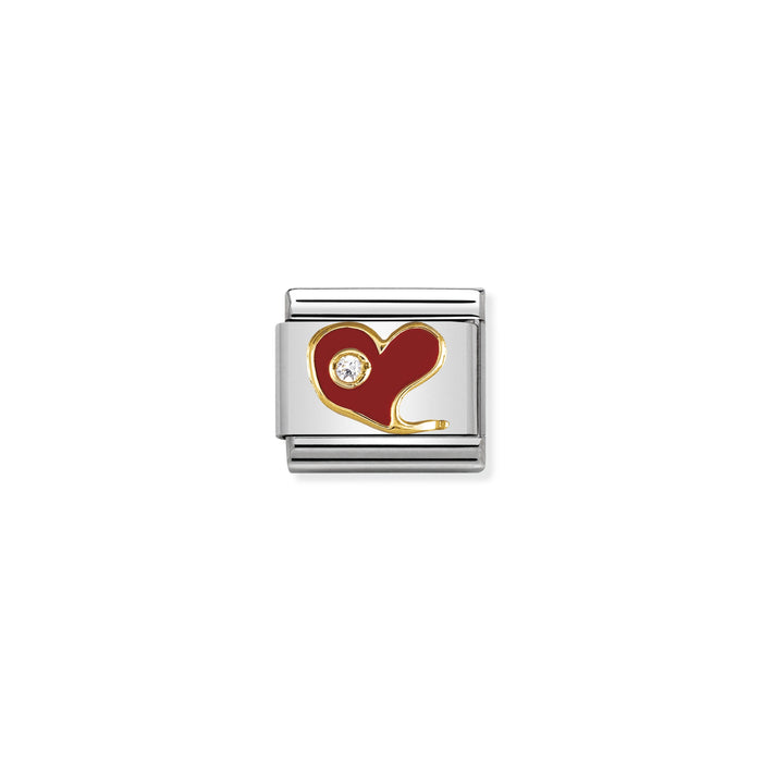 Nomination Classic Link Special 18K Gold, Cubic Zirconia and Enamel (Red Heart with Cubic Zirconia)
