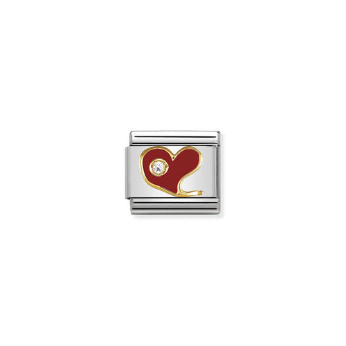 Nomination Classic Link Special 18K Gold, Cubic Zirconia and Enamel (Red Heart with Cubic Zirconia)