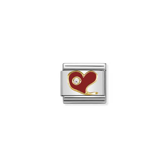 Nomination Classic Link Special 18K Gold, Cubic Zirconia and Enamel (Red Heart with Cubic Zirconia)