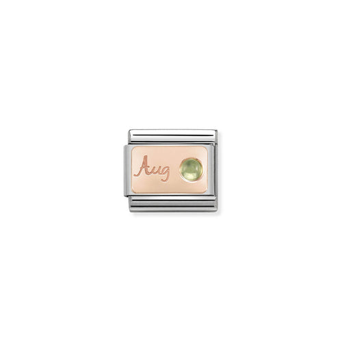 Nomination Classic Link Stone of the Month Rose Gold August Peridot