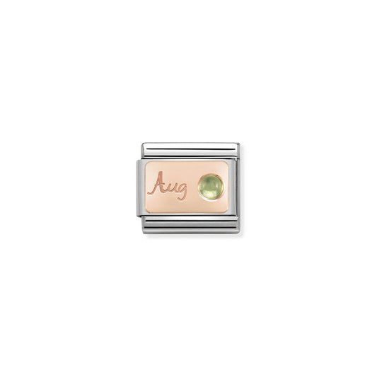 Nomination Classic Link Stone of the Month Rose Gold August Peridot