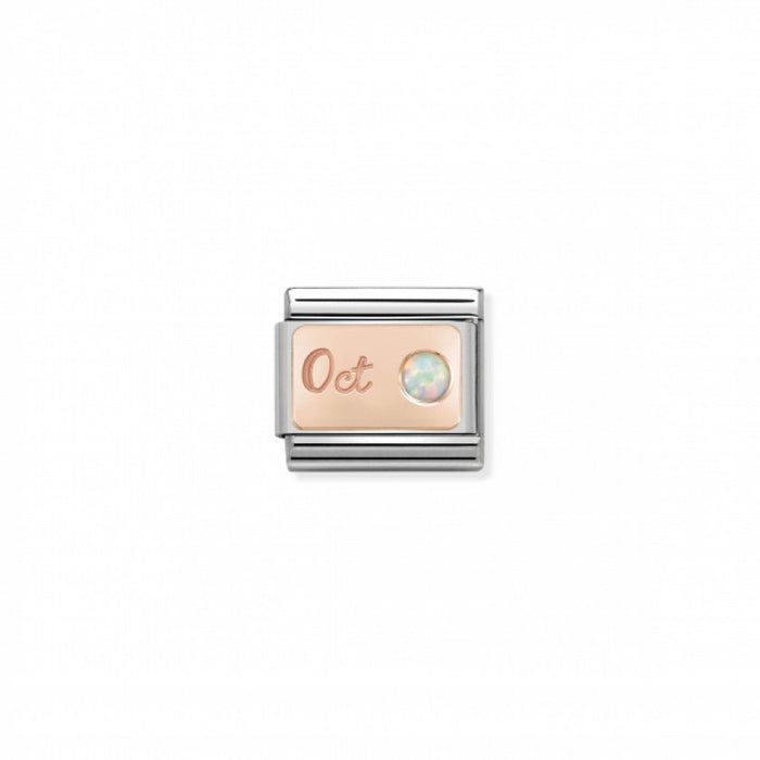 Nomination Classic Link Stone of the Month Rose Gold October White Opal