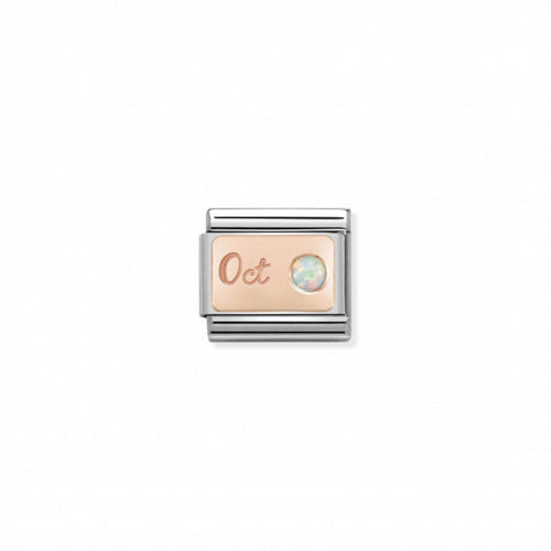 Nomination Classic Link Stone of the Month Rose Gold October White Opal