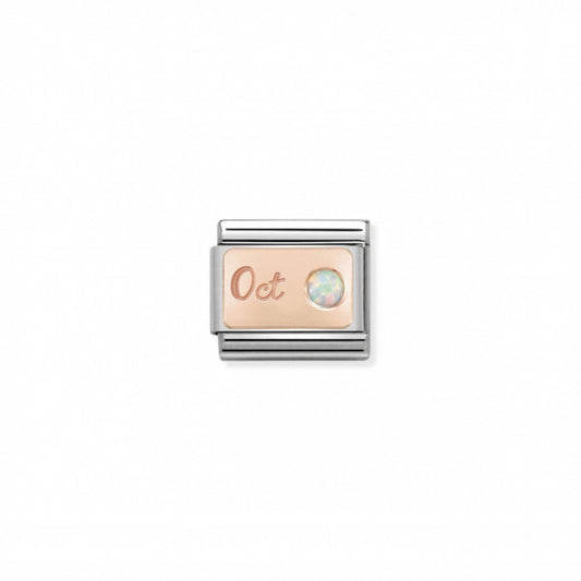 Nomination Classic Link Stone of the Month Rose Gold October White Opal