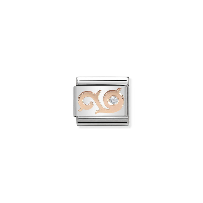 Nomination Classic Link Symbols 9K Rose Gold and Cubic Zirconia Swirl