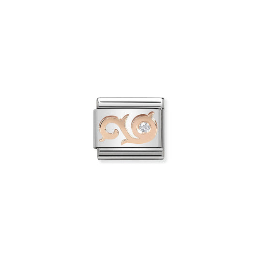 Nomination Classic Link Symbols 9K Rose Gold and Cubic Zirconia Swirl