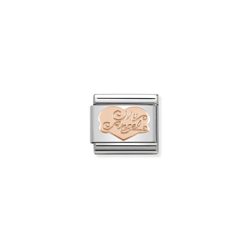 Nomination Classic Link Symbols 9K Rose Gold Heart My Angel