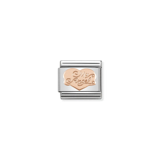 Nomination Classic Link Symbols 9K Rose Gold Heart My Angel