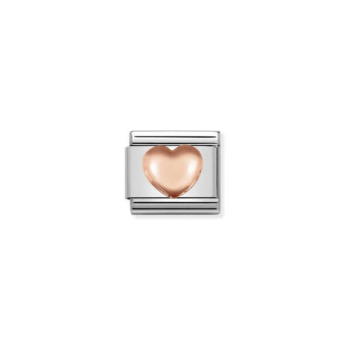 Nomination Classic Link Symbols 9K Rose Gold Raised Heart