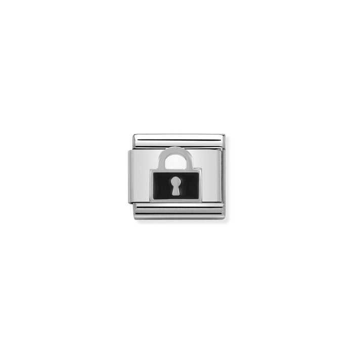 Nomination Classic Link Symbols Silver and Enamel Black Lock