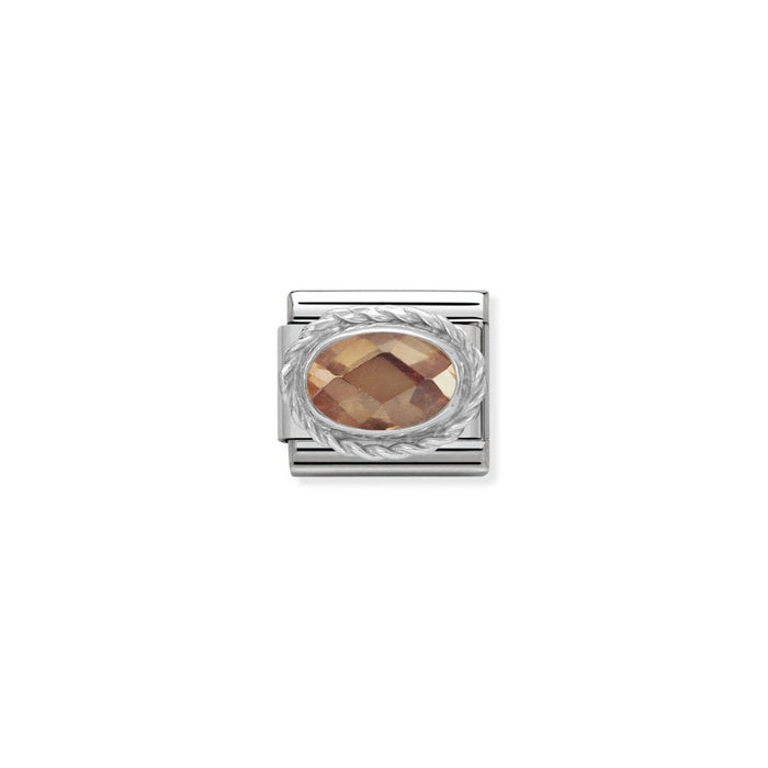 Nomination Classic Link Twisted Setting Faceted Cubic Zirconia Champagne Charm