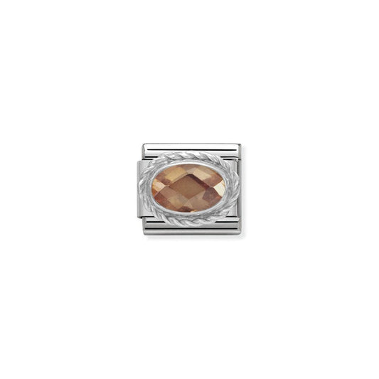 Nomination Classic Link Twisted Setting Faceted Cubic Zirconia Champagne Charm
