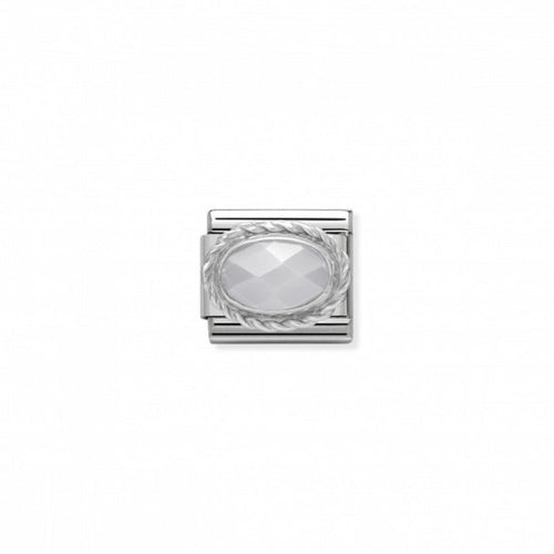 Nomination Classic Link Twisted Setting Faceted White Jade Charm
