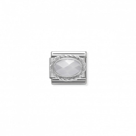 Nomination Classic Link Twisted Setting Faceted White Jade Charm